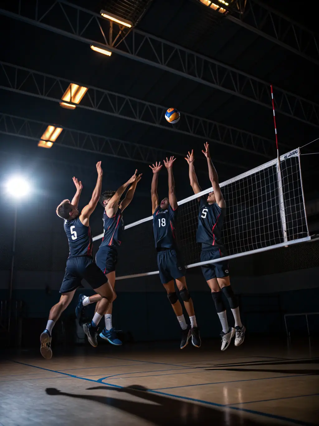 Students celebrating a victory after a volleyball match, highlighting the sense of community and achievement within ASS SPORTIVE CES LE NOYER MARCHAND.